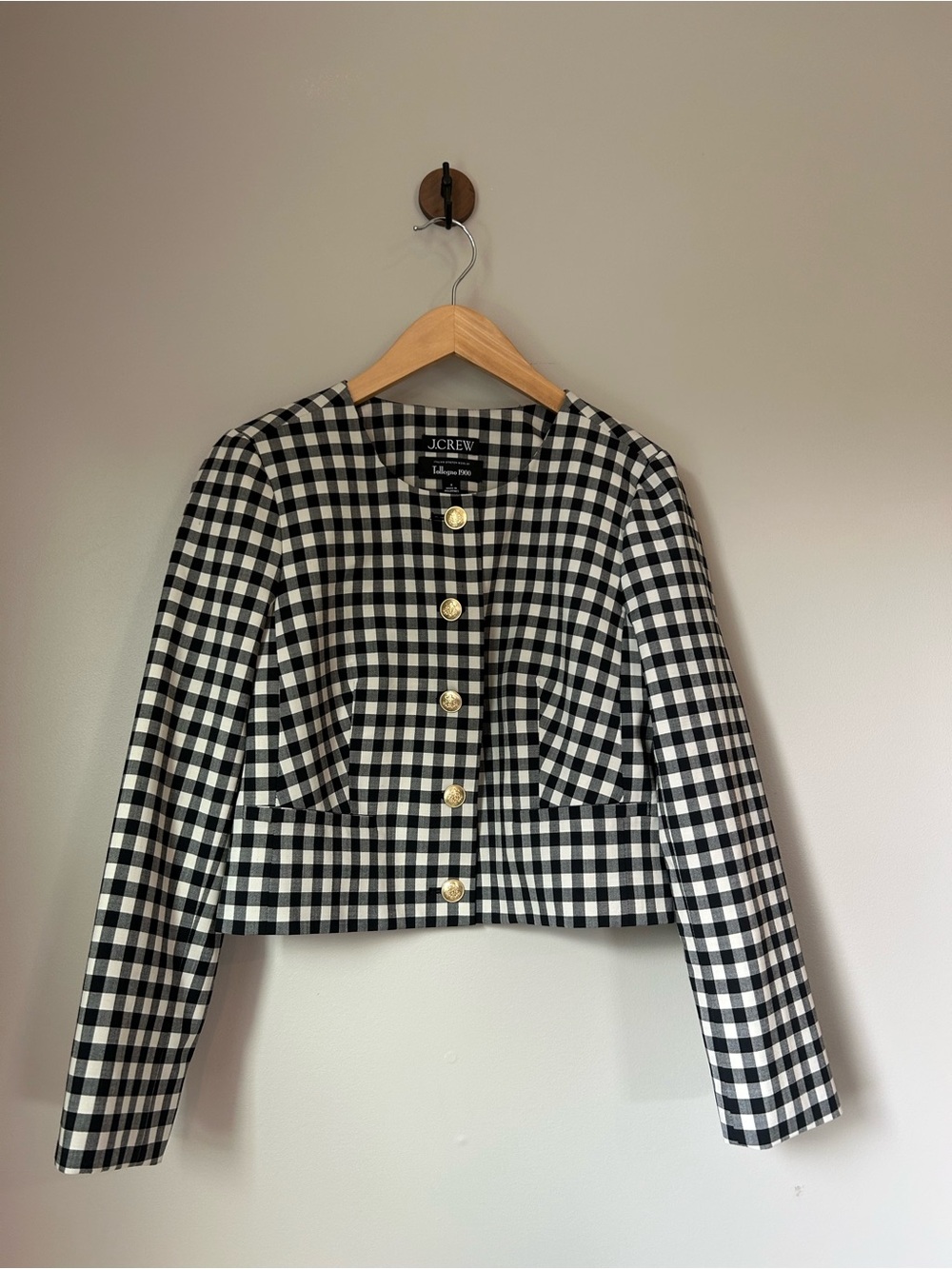 J.Crew Louisa Lady Jacket Gingham Italian Wool Size 6